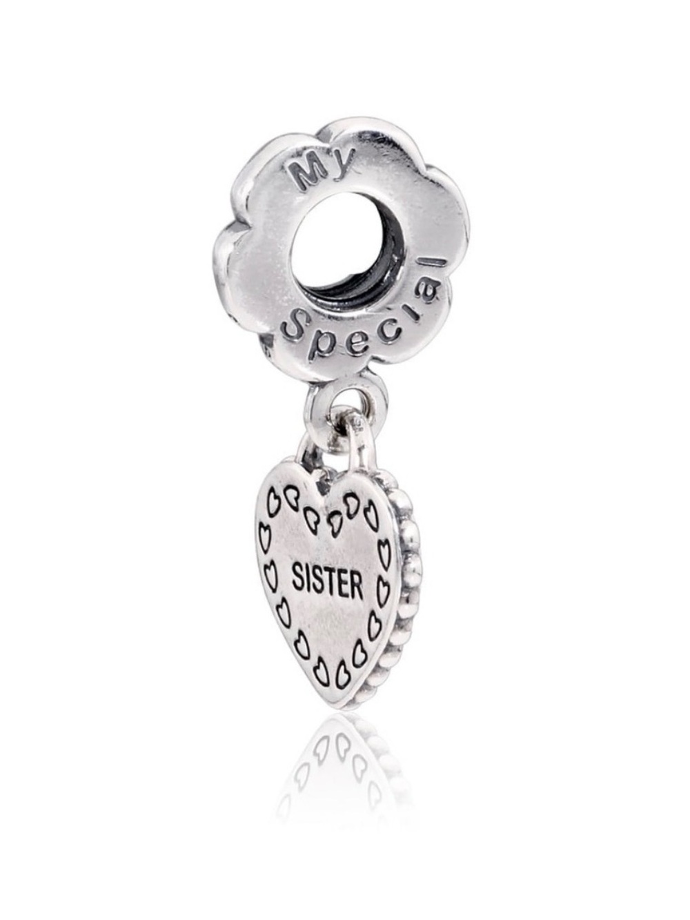 Retired Pandora My Special Sister Heart Sterling Silver Dangle Charm
